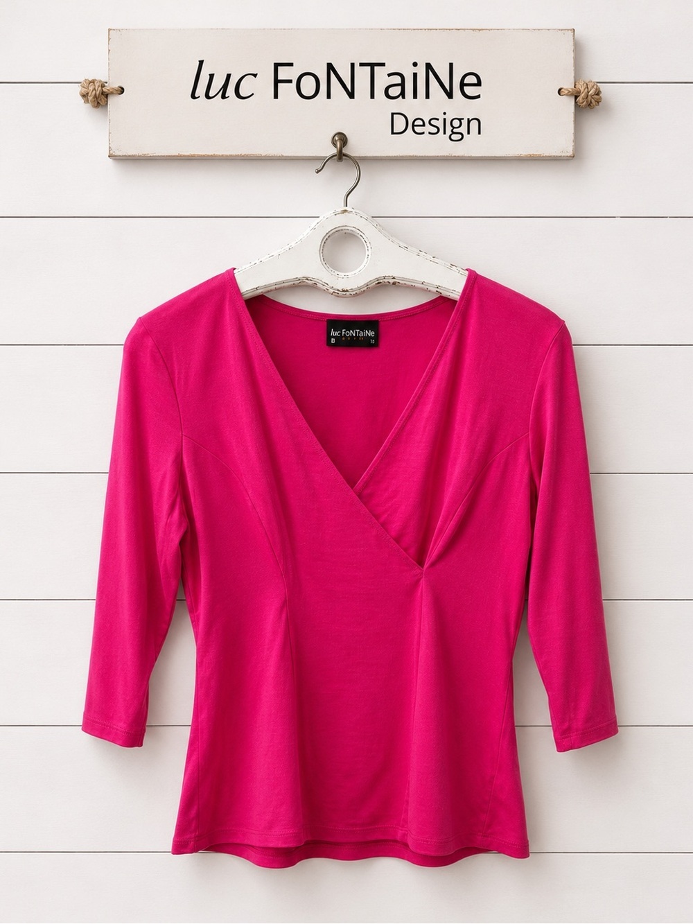 LUC FONTAINE Pink Wrap Style Top Size 10
